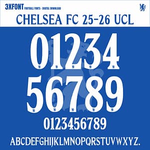 Chelsea FC 2025–26 UCL Jersey Font (OTF & Vector)