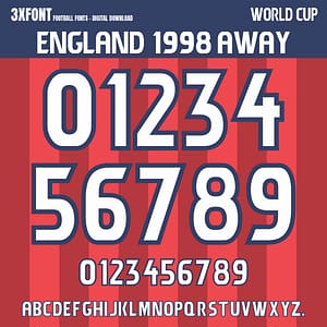 England 1998 Away Jersey Font – World Cup Retro Football Numbers (OTF & Vector)