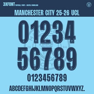 Manchester City 2025–26 UCL Jersey Font (OTF & Vector)