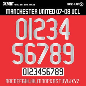 Manchester United 2007–08 UCL Jersey Font (Home & Away)