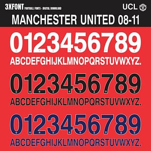 Manchester United 2008–2011 UCL Jersey Font (OTF & Vector)