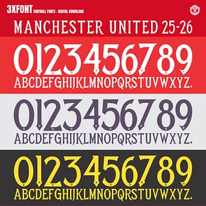 Manchester United 2025–26 Jersey Font (Home, Away & Third) – OTF & Vector